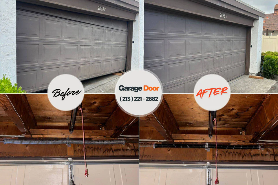 Before and after: garage door repair Fort Lewis, WA